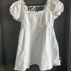 Arula White Denim Dress (Puff Sleeves)